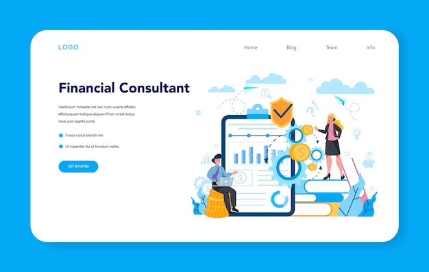 Financial analyst or consultant web banner or landing page