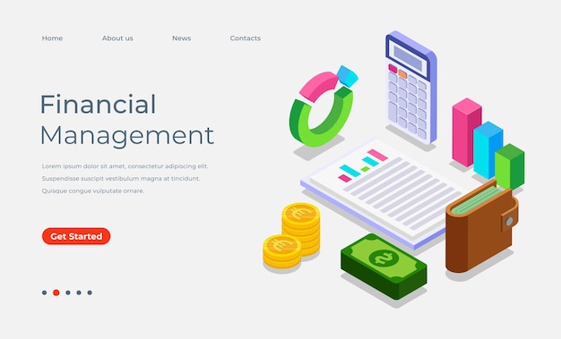 Financial audit 3d isometric landing page