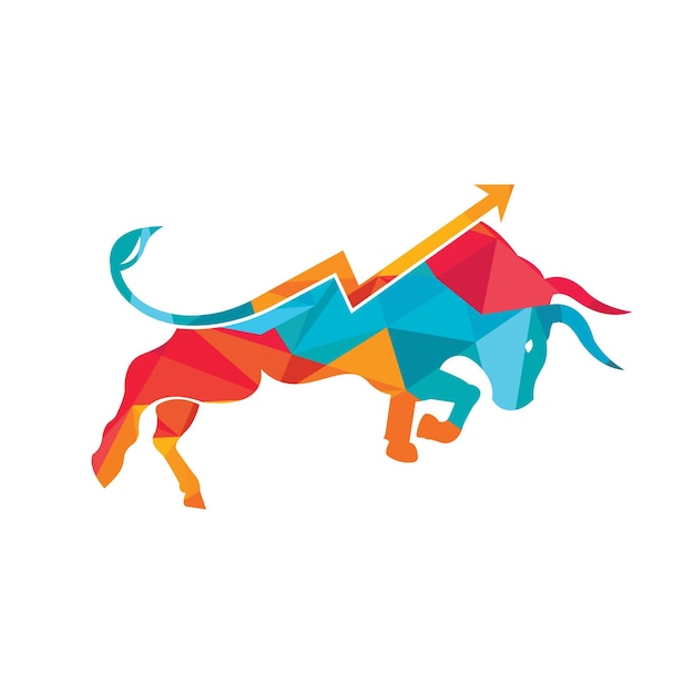 Financial bull logo design Trade Bull Chart finance logo Economy finance chart bar business logo