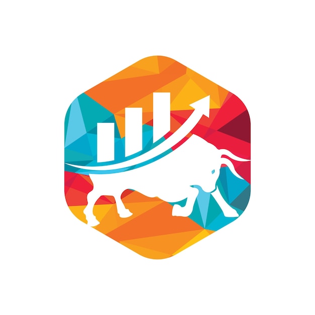 Financial bull logo design Trade Bull Chart finance logo