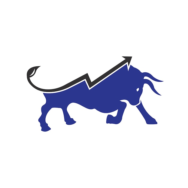 Financial bull logo design Trade Bull Chart finance logo