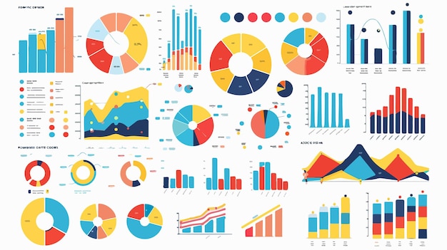 Financial and Business Charts Colour Collage for Professional Presentations