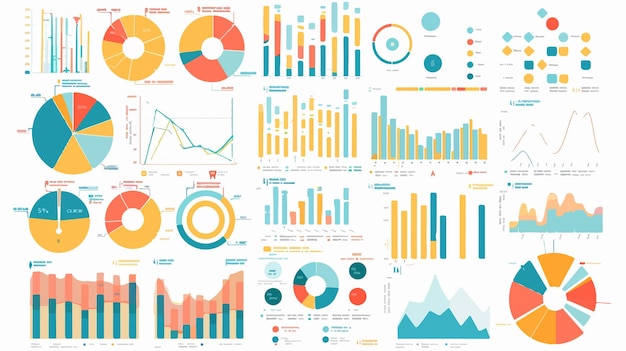 Financial and Business Charts Colour Collage for Professional Presentations