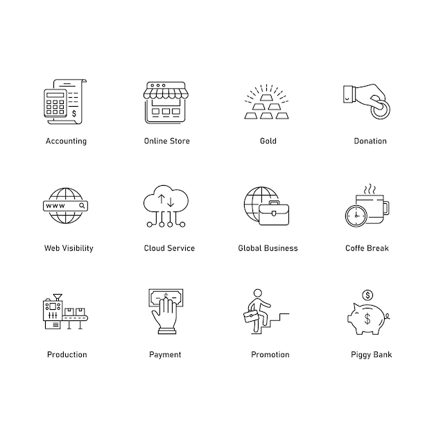 Financial Business Vector Icon Design Collection