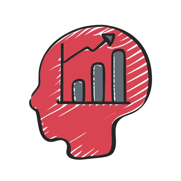 Vector financial chart in brain icon