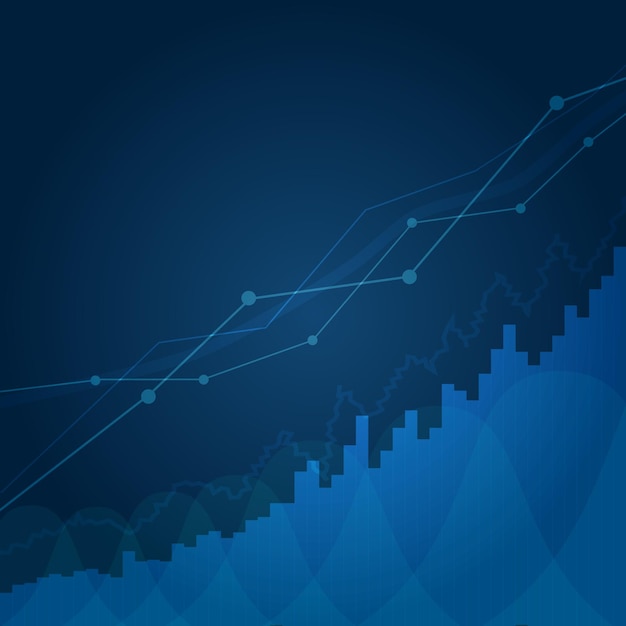 Financial chart with a line chart of an uptrend in the stock market