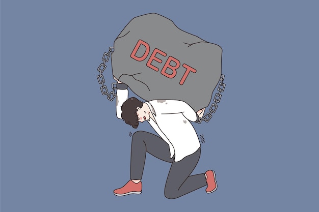 Vector financial crisis and debt concept