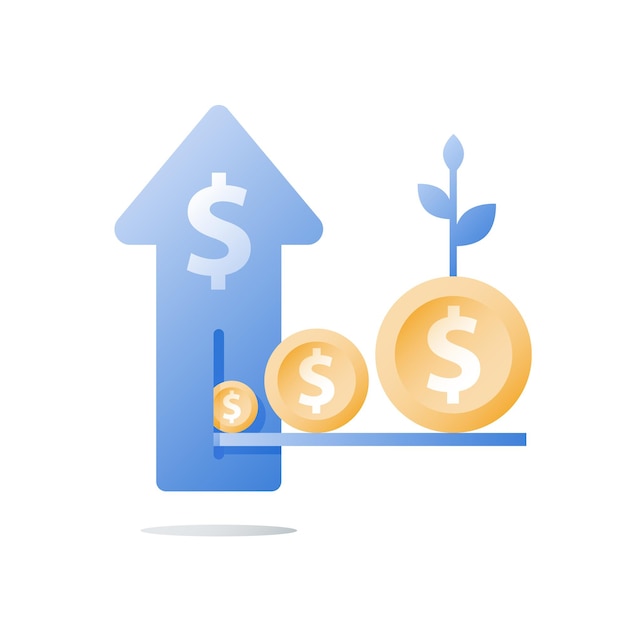 Financial invest fund, revenue increase, income growth, budget plan illustration