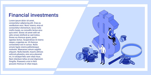 Vector financial investments people on the background of a large dollar symbol are engaged