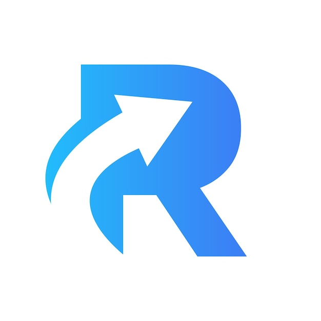 Financial Logo On Letter R Concept With Growth Arrow Symbol