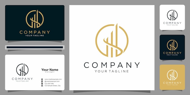 financial logo line with business card