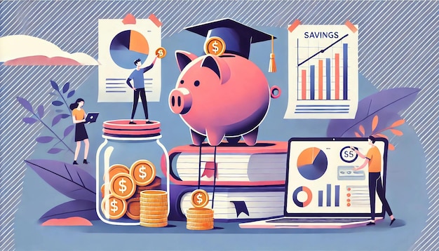 Vector financial planning and savings illustration