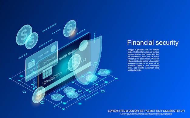 Financial security flat 3d isometric vector concept illustration