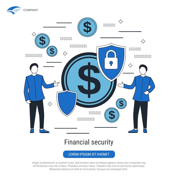 Financial security money protection flat design style vector concept illustration