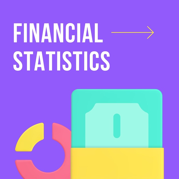 Financial statistics accounting budget analyzing social media post design template 3d realistic vector illustration Banking commercial business audit finance balance economy investment management