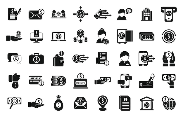 Financial support icons set simple vector Finance advice