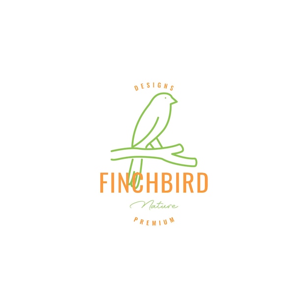 Finch bird with branch logo design