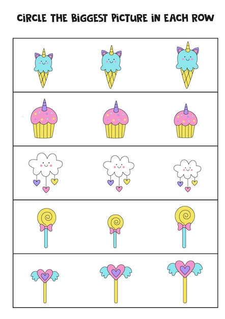 Find the biggest cute element in each row