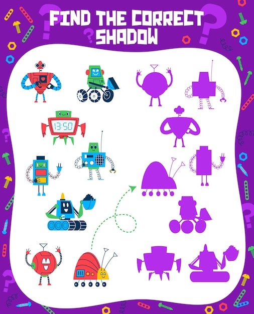 Find the correct shadow of cartoon robots droids