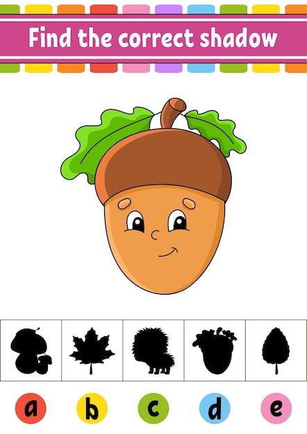 Find the correct shadow Education developing worksheet Activity page Autumn theme