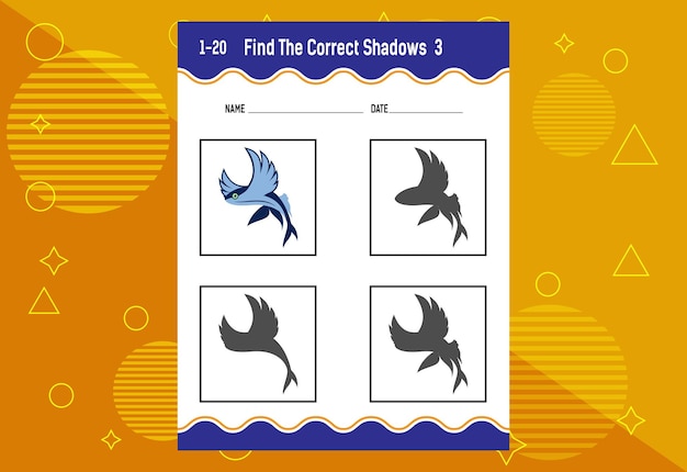 Find the correct shadow Education developing worksheet Matching game for kids