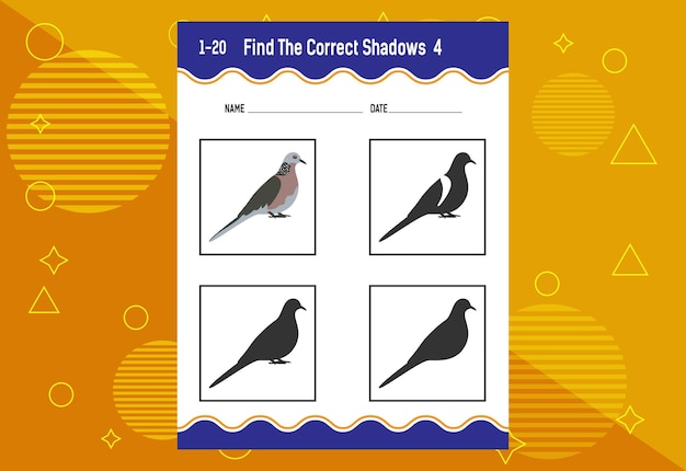 Find the correct shadow Education developing worksheet Matching game for kids