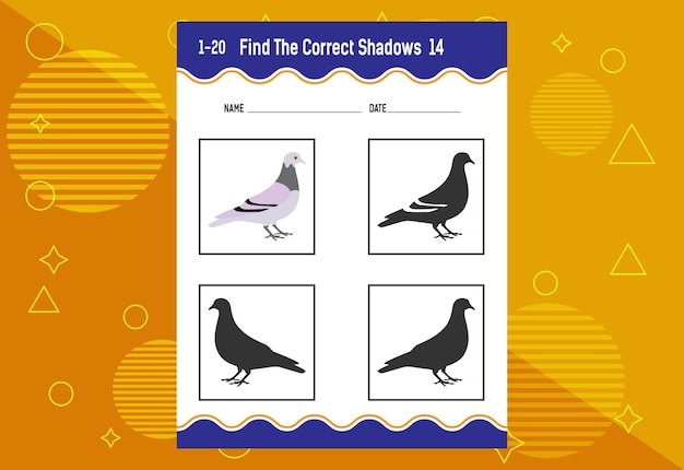 Find the correct shadow Education developing worksheet Matching game for kids