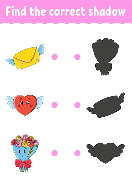 Find the correct shadow Education developing worksheet Matching game for kids