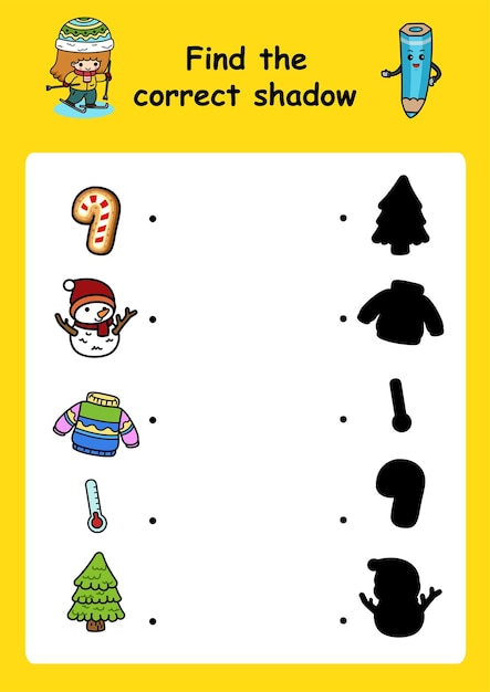 Find the correct shadow education game for children vector illustration