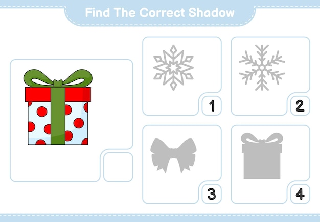 Find the correct shadow Find and match the correct shadow of Box Gift Educational children game