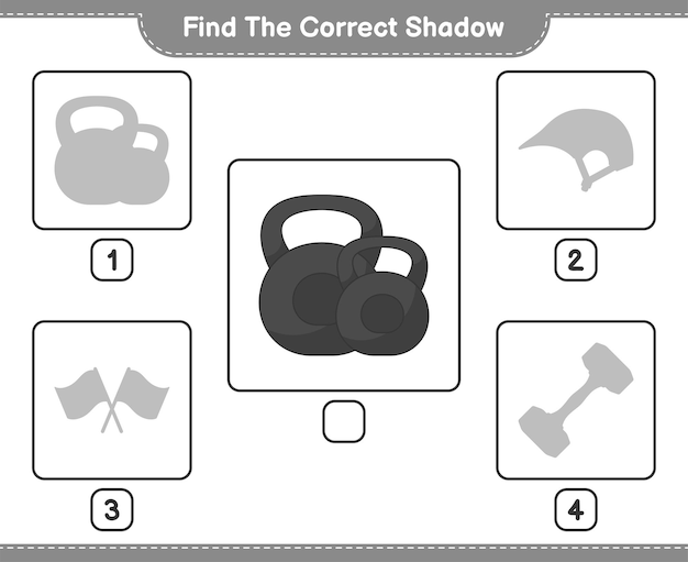 Find the correct shadow Find and match the correct shadow of Dumbbell Educational children game