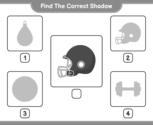 Find the correct shadow Find and match the correct shadow of Football Helmet