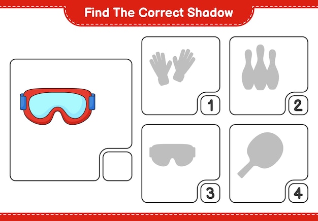 Find the correct shadow Find and match the correct shadow of Goggle Educational children game