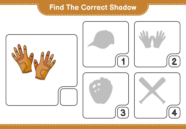 Find the correct shadow Find and match the correct shadow of Golf Gloves Educational children game