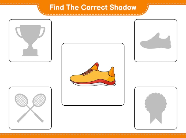 find the correct shadow. find and match the correct shadow of running shoes