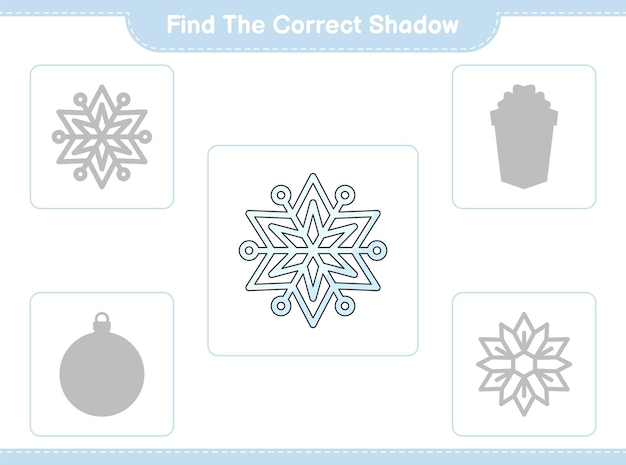 Find the correct shadow Find and match the correct shadow of Snowflake Educational children game