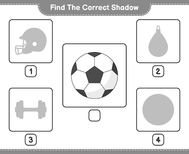 Find the correct shadow Find and match the correct shadow of Soccer Ball Educational children game