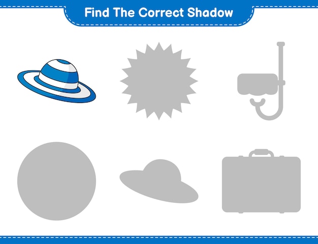 Find the correct shadow Find and match the correct shadow of Summer Hat Educational children game