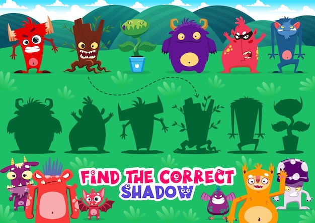 Find correct shadow game with monster characters