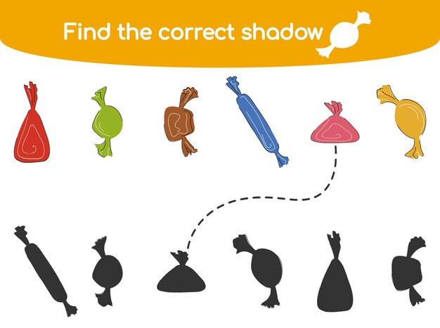 Find the correct shadow kids game vector illustration