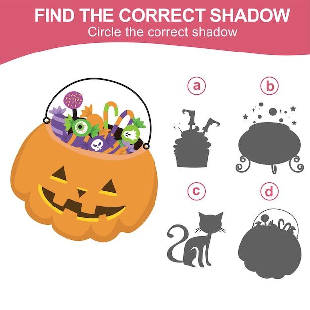 Find the correct shadow Match the image with the shadow Educational printable worksheet for kid