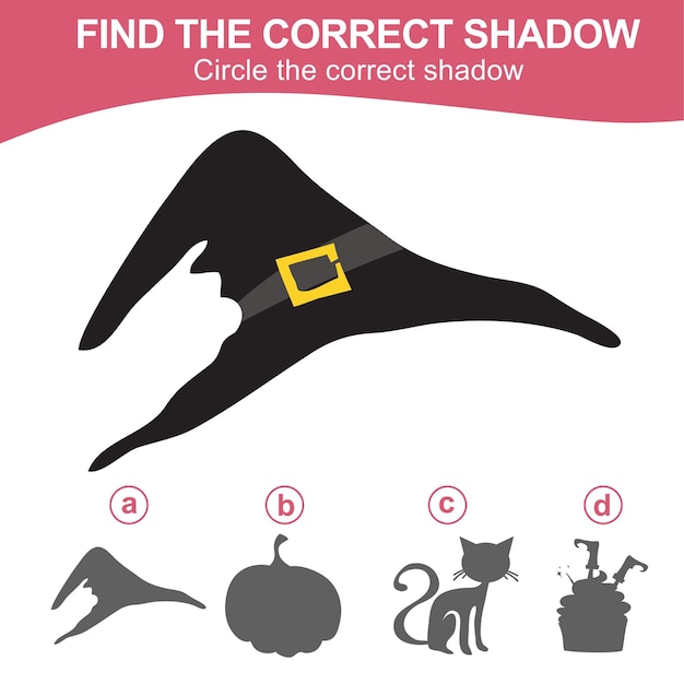 Find the correct shadow Match the image with the shadow Educational printable worksheet for kid