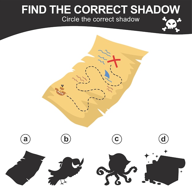 Find the correct shadow Match the image with the shadow Worksheet for kid Vector file