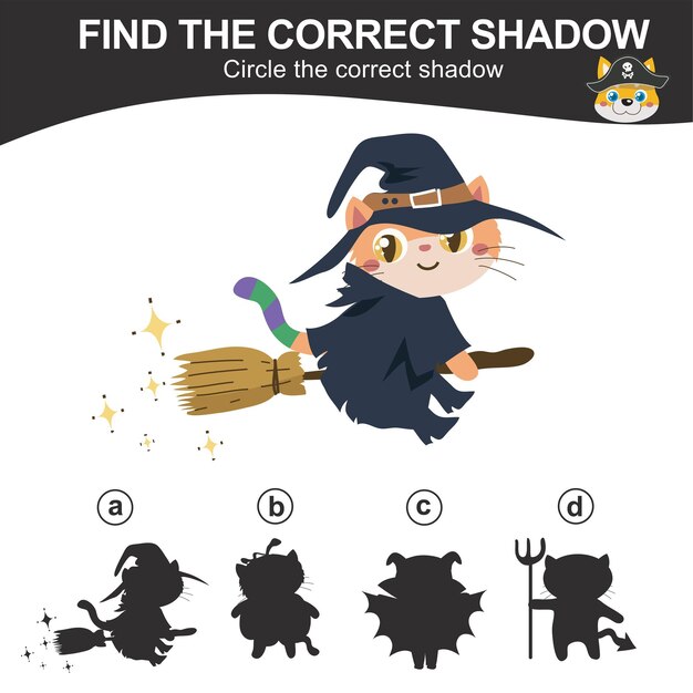 Find the correct shadow Match the image with the shadow Worksheet for kid Vector file