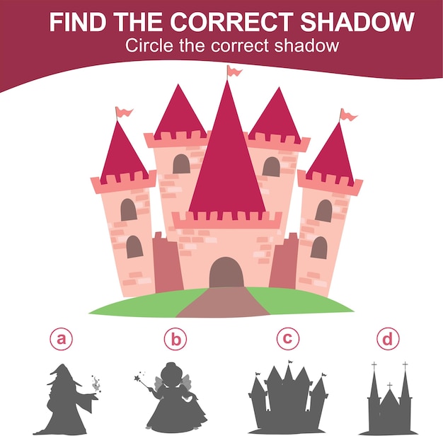 Find the correct shadow Matching shadow game for children Worksheet for kid Educational printable