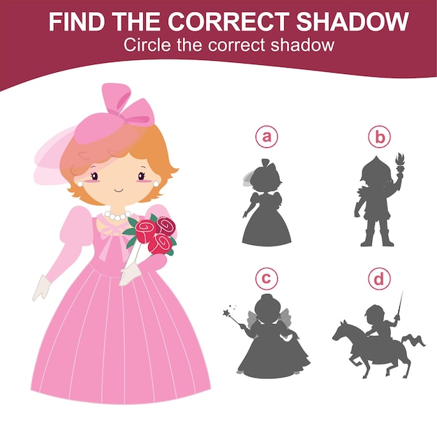 Find the correct shadow Matching shadow game for children Worksheet for kid Educational printable