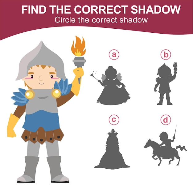 Find the correct shadow Matching shadow game for children Worksheet for kid Educational printable