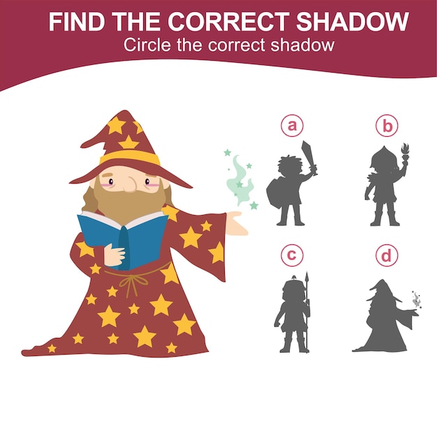 Find the correct shadow Matching shadow game for children Worksheet for kid Educational printable