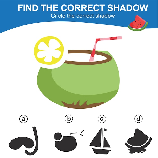 Find the correct shadow Matching shadow game for children Worksheet for kid Vector file