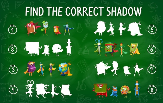 Find correct shadow of school hero characters